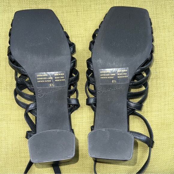 Seychelles NEW Charter Black Strappy Sandals with Block Heel Women’s Size 6.5 - Picture 9 of 10